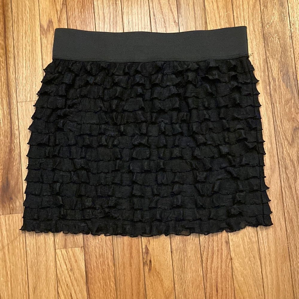Free People black chiffon ruffle skirt
